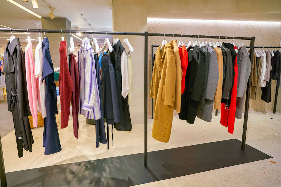 MILAN, ITALY - CIRCA NOVEMBER, 2017: various of Celine clothes on display at Rinascente. Rinascente is a collection of high-end stores.